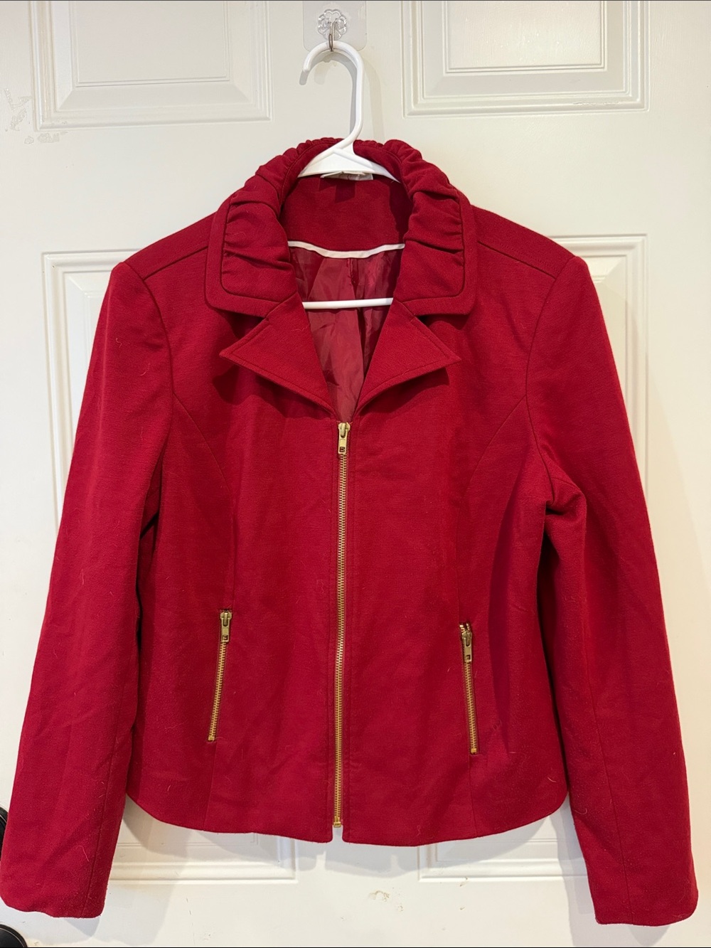 dressbarn Red Zip-Front Blazer Jacket
